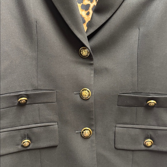 Veronica Beard Black Jacket with Animal Print Accent - Picture 3 of 8